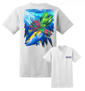 David Dunleavy DDM8049 TD Logo Mahi Tuna Lure SS Shirt - Wht 3XL