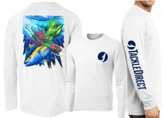 David Dunleavy TD Mahi Tuna Lure Performance LS Shirt - White M